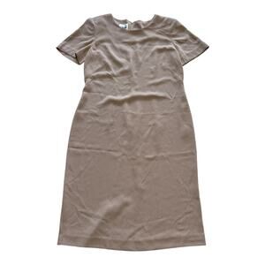 Vintage Dress Womens Size 8 Beige Petite Modest Everyday Wear